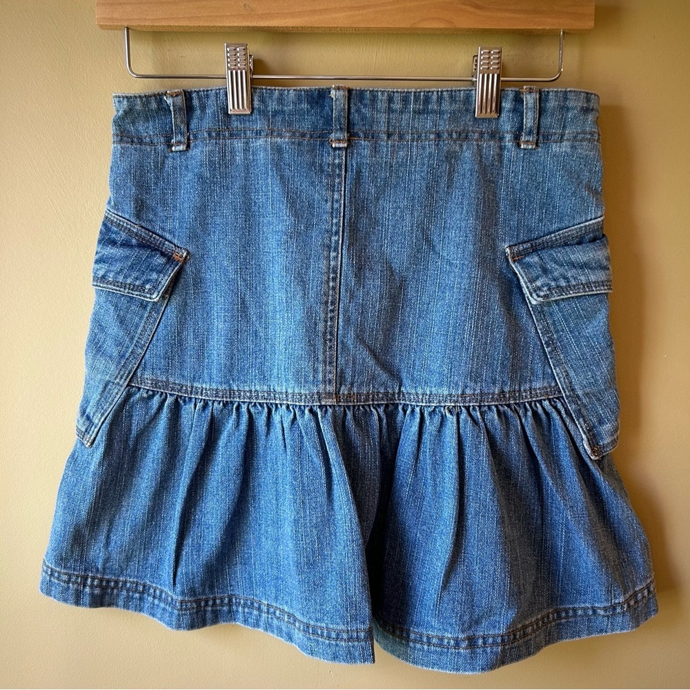 Y2K Disney Fairies Floral Denim Jean Skirt Skort Girls Size 16 Embroidered - Picture 3 of 9